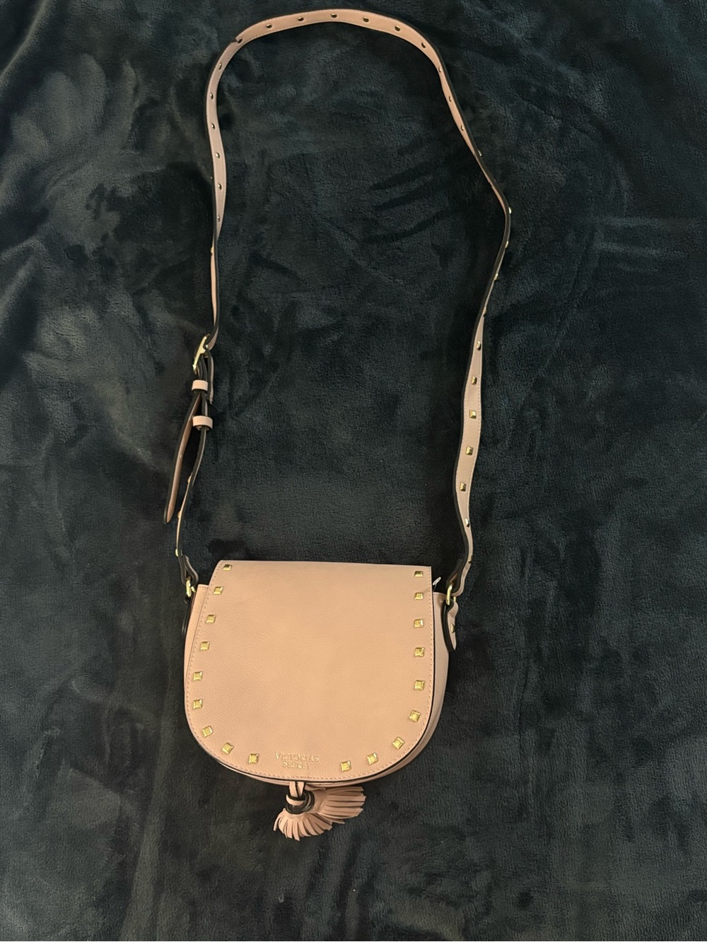Victoria's Secret Blush Pink Stud-Trim Leather Crossbody with Tassel